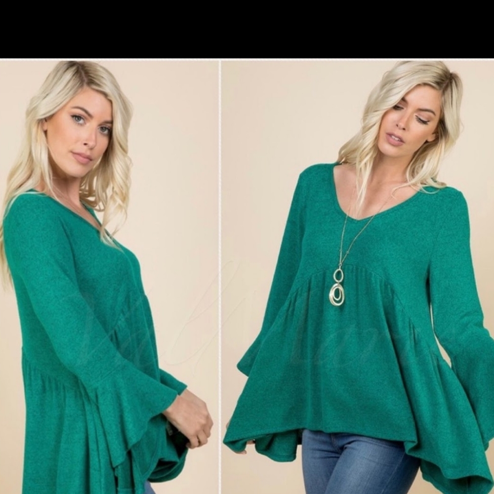 Emerald made in the USA women bell sleeve tops